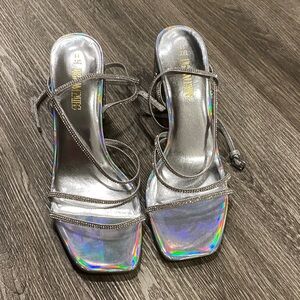 Dream Pairs silver rhinestone strappy heeled sandals women’s size 11 NEW NWOT